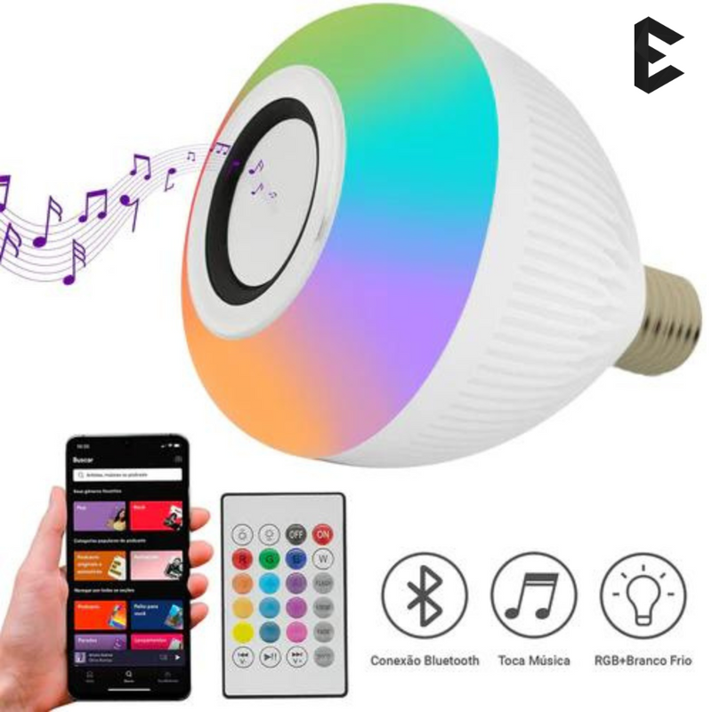 Lâmpada Bluetooth LED RGB 12W Colorida Com Efeitos de Luz e Controle Remoto - Eternity Oficial